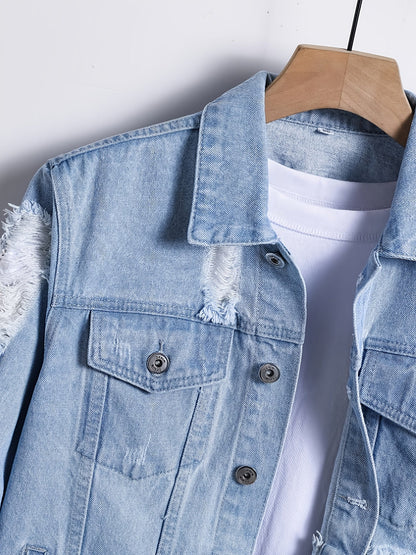 Men's Versatile Denim Pullover Coat – Blue Jacket – view 2