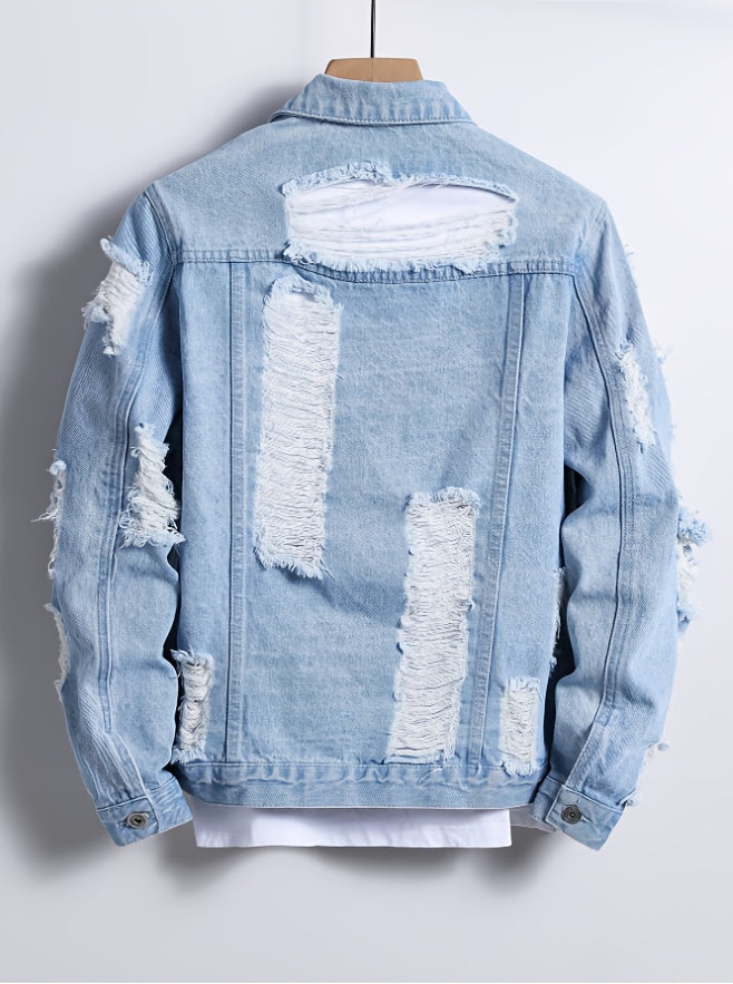 Men's Versatile Denim Pullover Coat – Blue Jacket – view 6