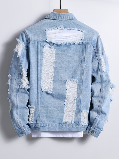 Men's Versatile Denim Pullover Coat – Blue Jacket – view 10