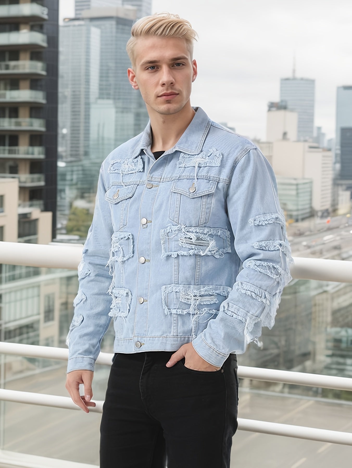 Men's Versatile Denim Pullover Coat – Sizes S–XXL – view 3