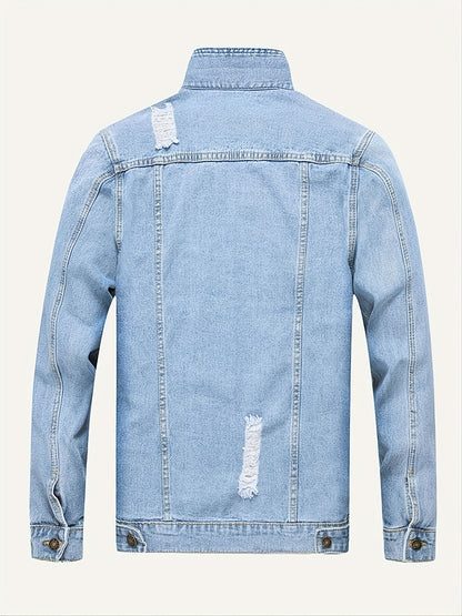 Men's Versatile Denim Pullover Jacket – Light Blue – view 5