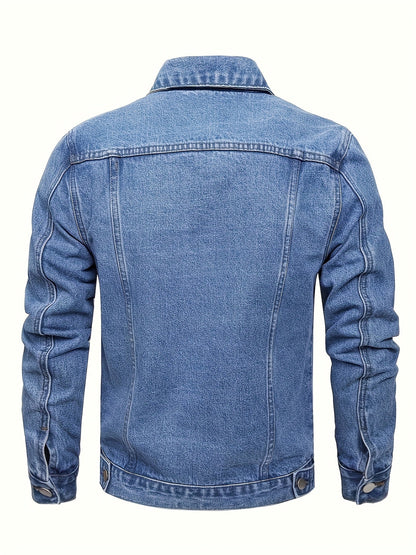 Men's Versatile Denim Pullover Jacket – Royal Blue – view 3