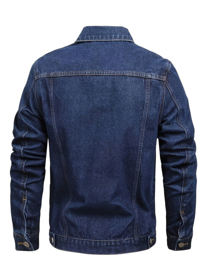 Men's Versatile Denim Pullover Jacket – Royal Blue – view 11