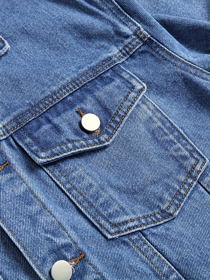 Men's Versatile Denim Pullover Jacket – Royal Blue – view 13