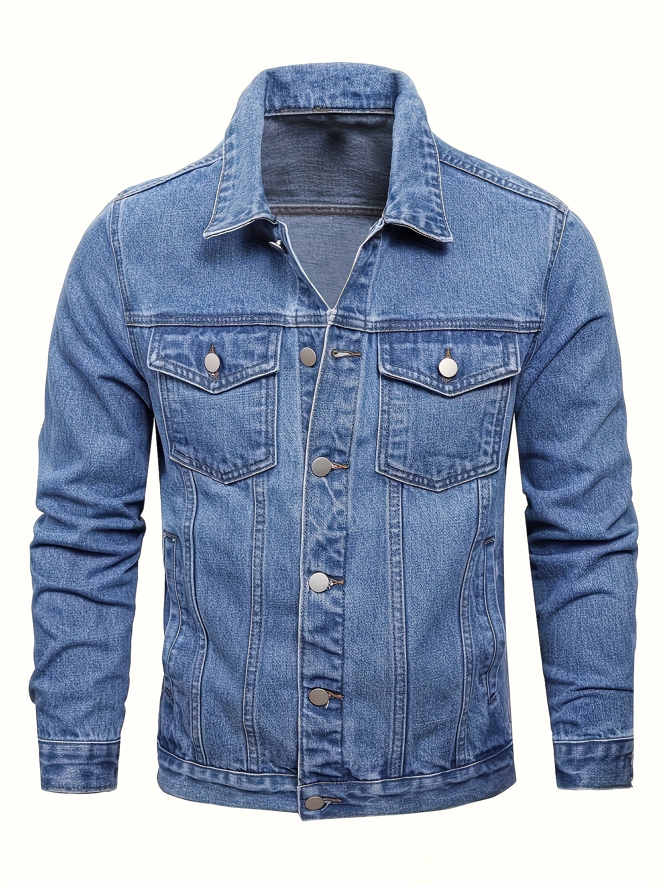 Men's Versatile Denim Pullover Jacket – Royal Blue – Blue option – main product image
