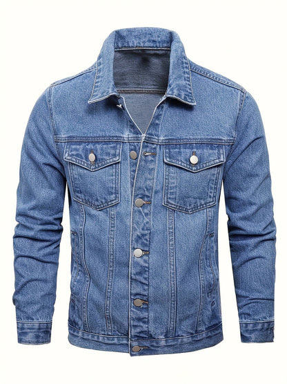 Men's Versatile Denim Pullover Jacket – Royal Blue – Blue option – main product image