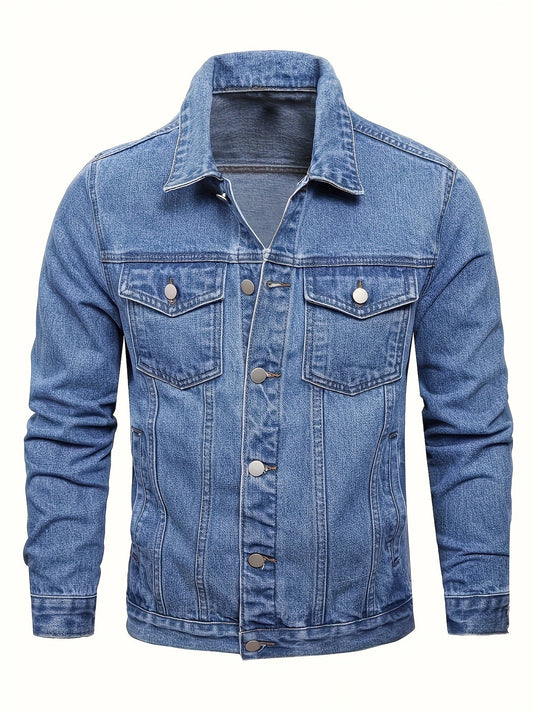 Men's Versatile Denim Pullover Jacket – Royal Blue – Blue option – main product image