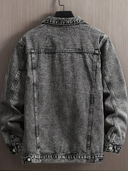 Men's Versatile Denim Single-Breasted Jacket – Light Grey – view 2