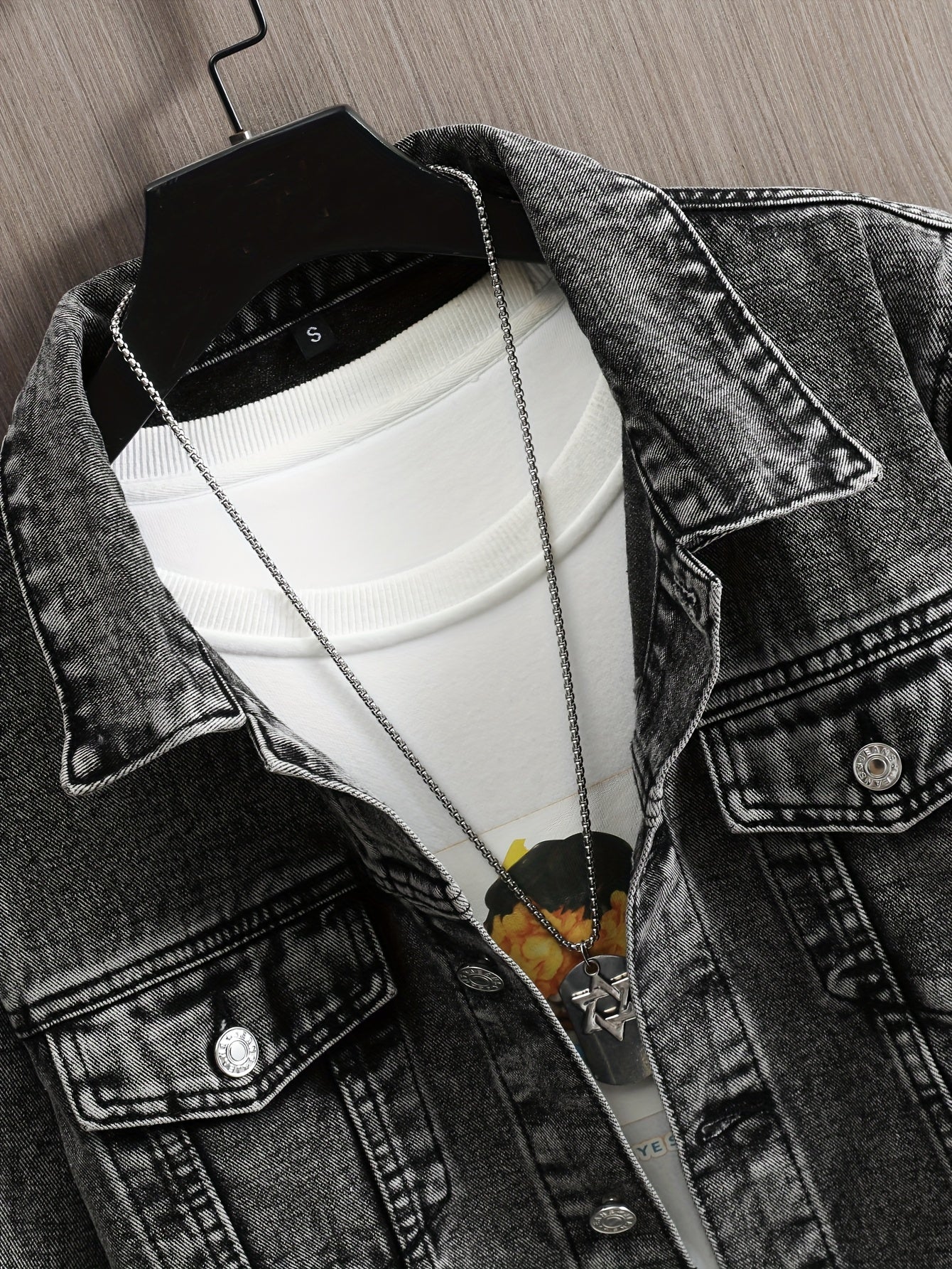 Men's Versatile Denim Single-Breasted Jacket – Light Grey – view 3