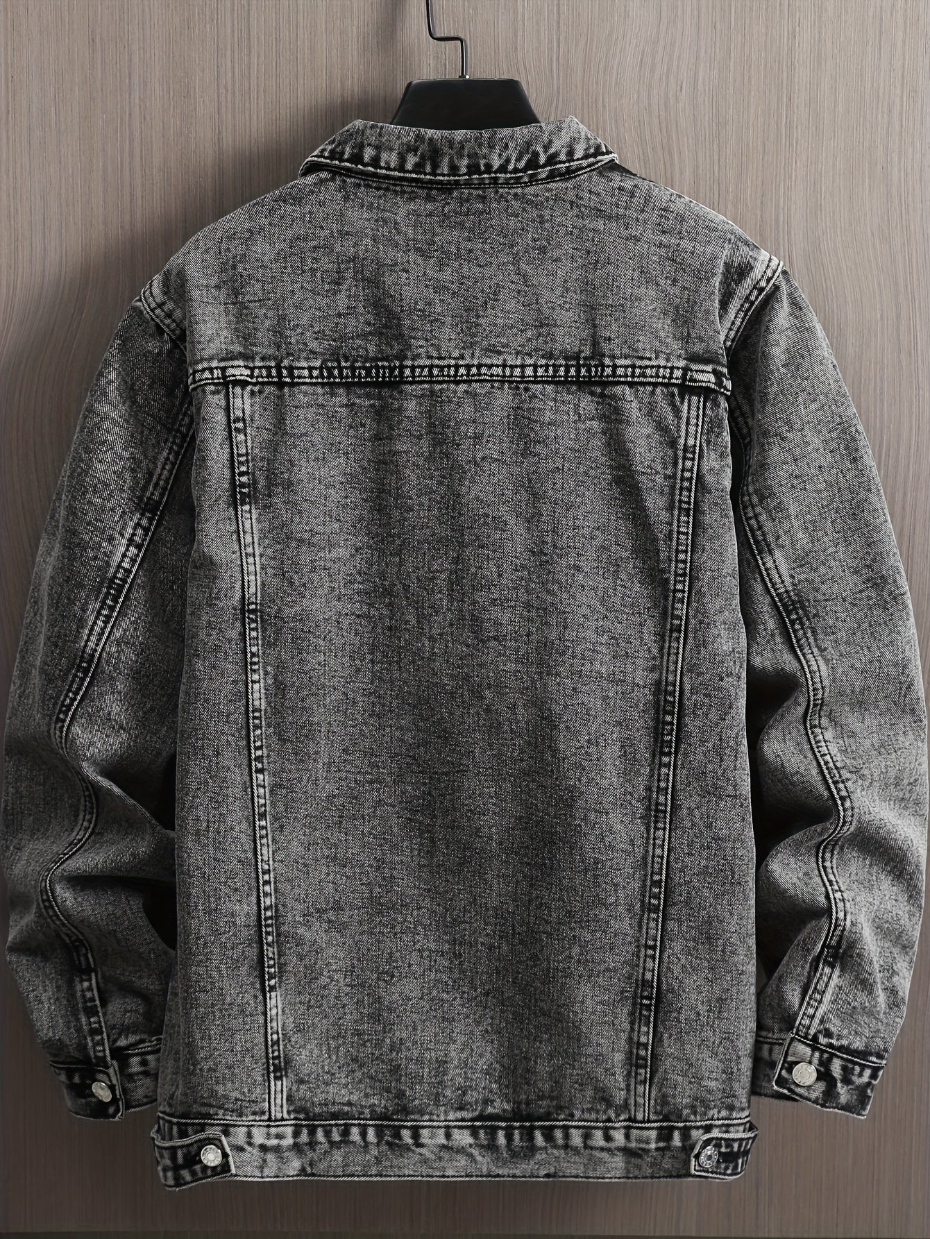 Men's Versatile Denim Single-Breasted Jacket – Light Grey – view 9