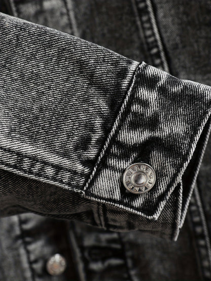 Men's Versatile Denim Single-Breasted Jacket – Light Grey – view 12
