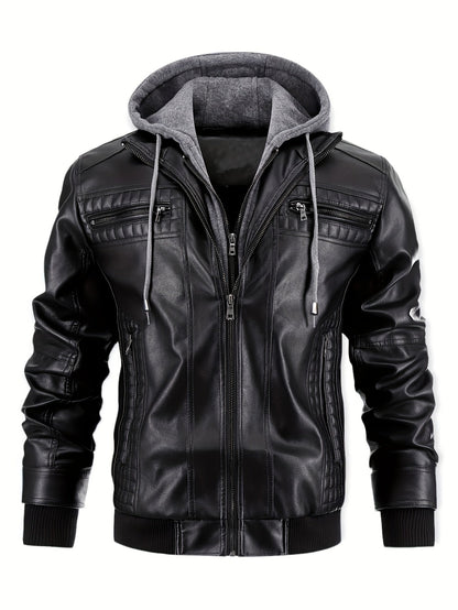 Men's Versatile Faux Leather Zip-Up Jacket – view 4