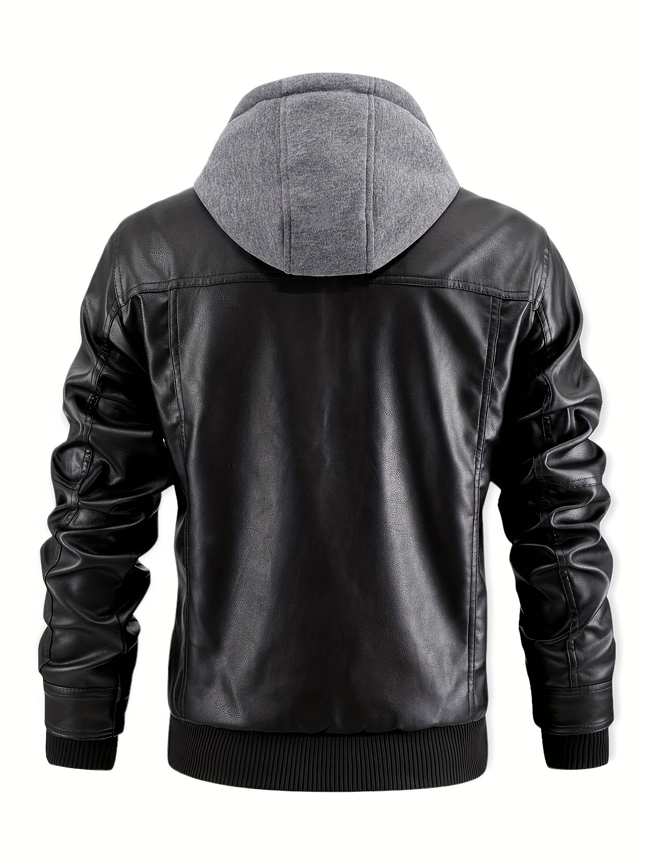 Men's Versatile Faux Leather Zip-Up Jacket – view 7