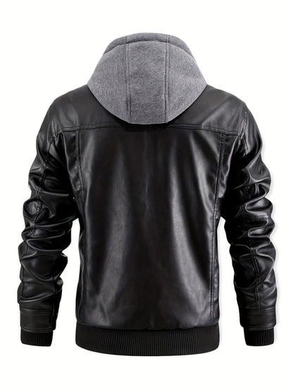 Men's Versatile Faux Leather Zip-Up Jacket – view 7