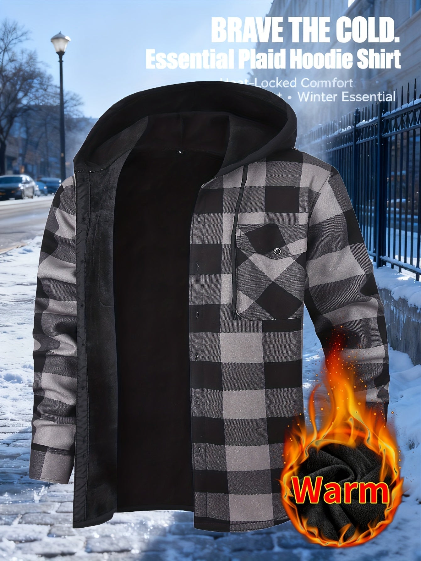 Men's Versatile Fleece Plaid Shacket – view 13