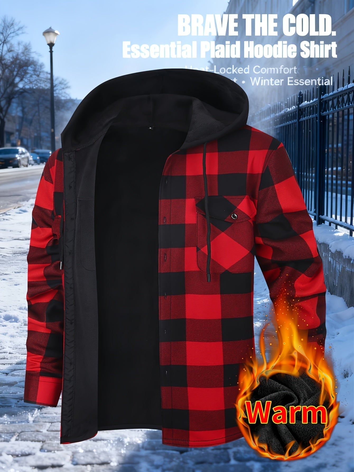 Men's Versatile Fleece Plaid Shacket – view 14