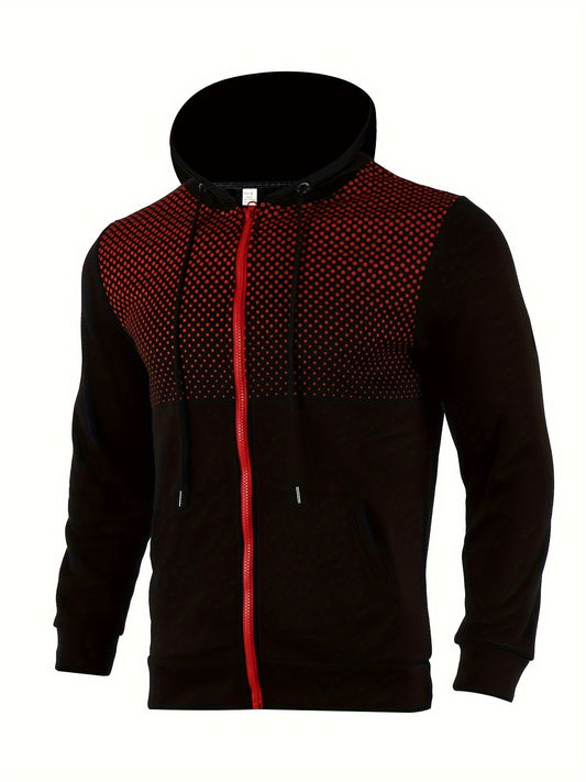 Men's Versatile Graphic Zip-Up Jacket – Black option – main product image