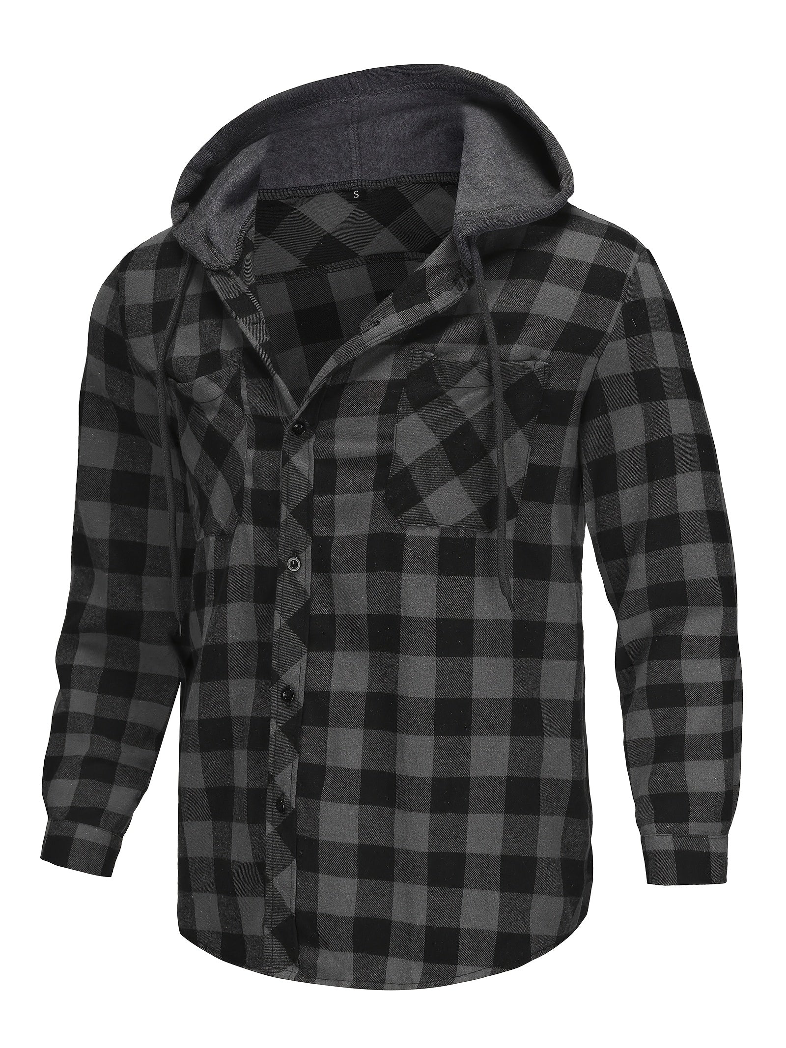 Men's Versatile Plaid Button-Front Hoodie – view 5