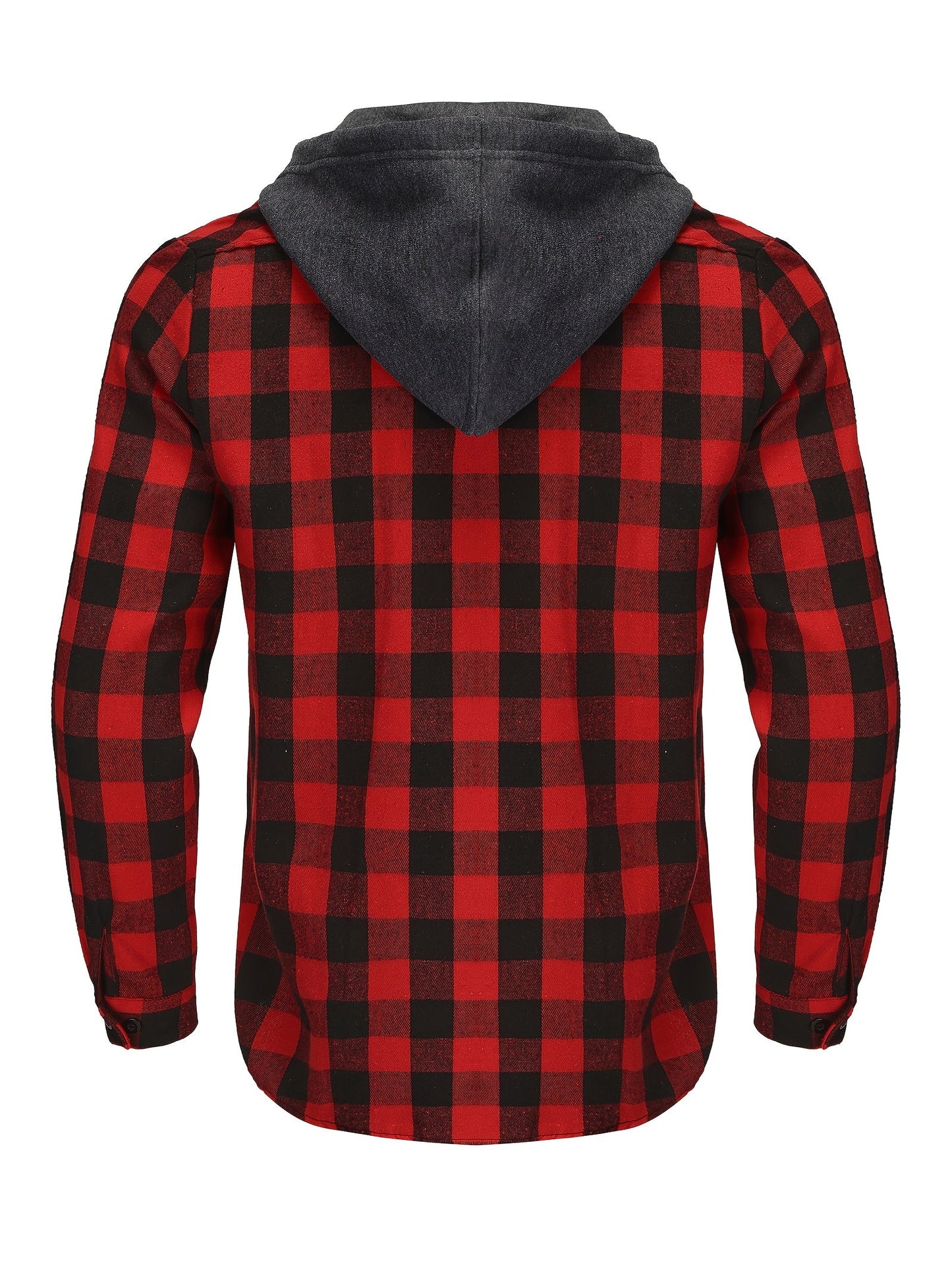Men's Versatile Plaid Button-Front Hoodie – view 6