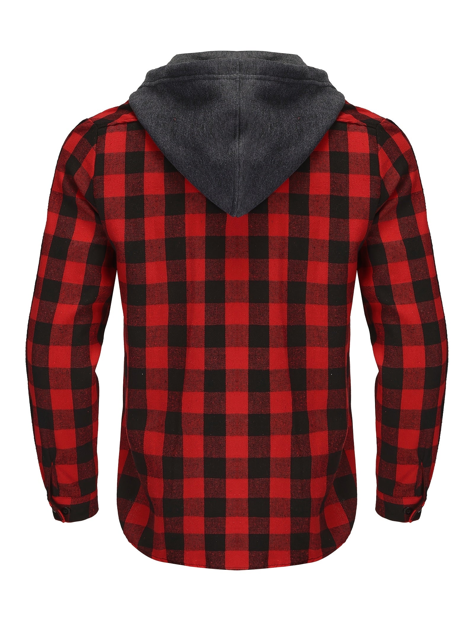 Men's Versatile Plaid Button-Front Hoodie – view 6