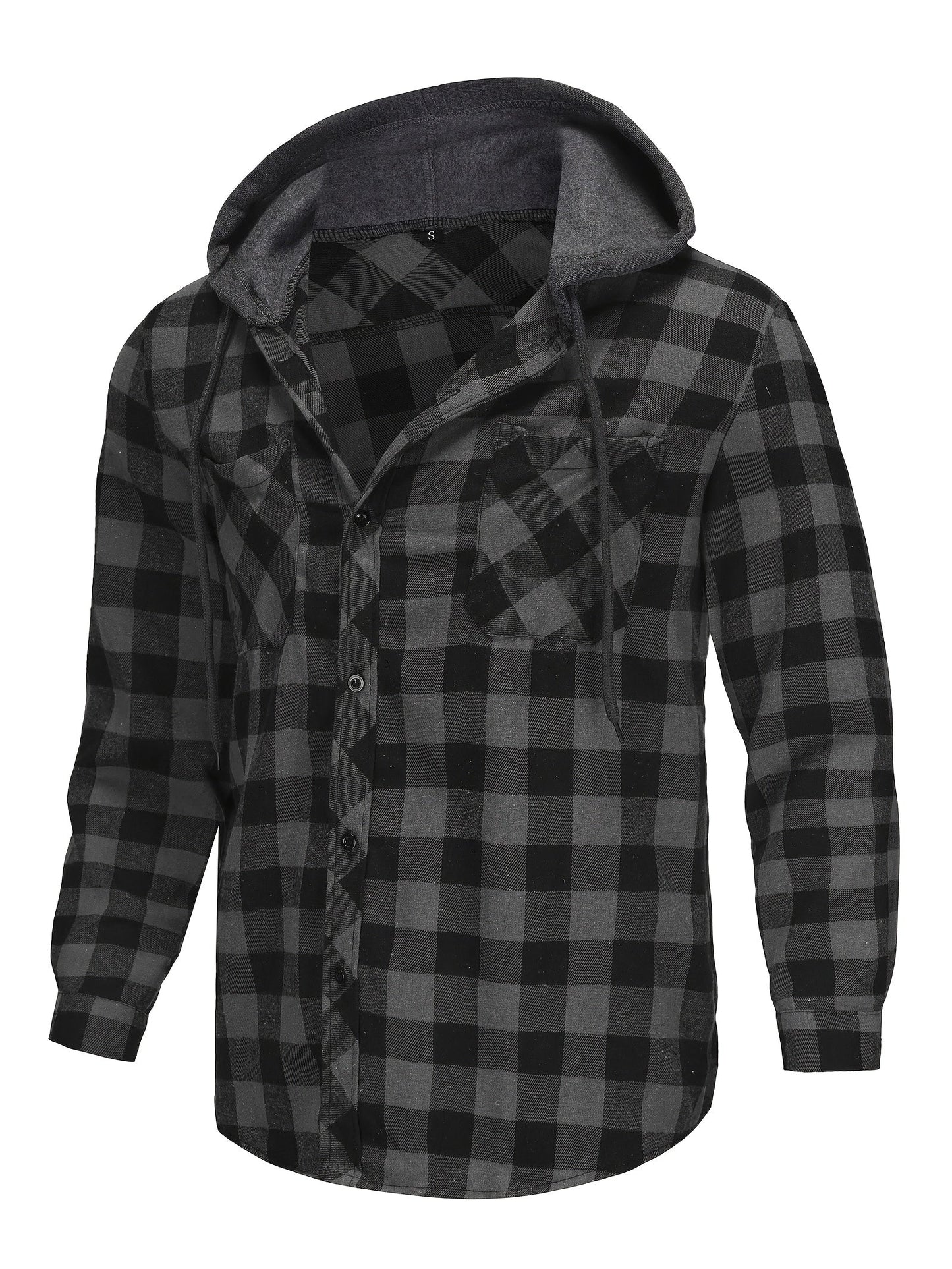 Men's Versatile Plaid Button-Front Hoodie – view 11