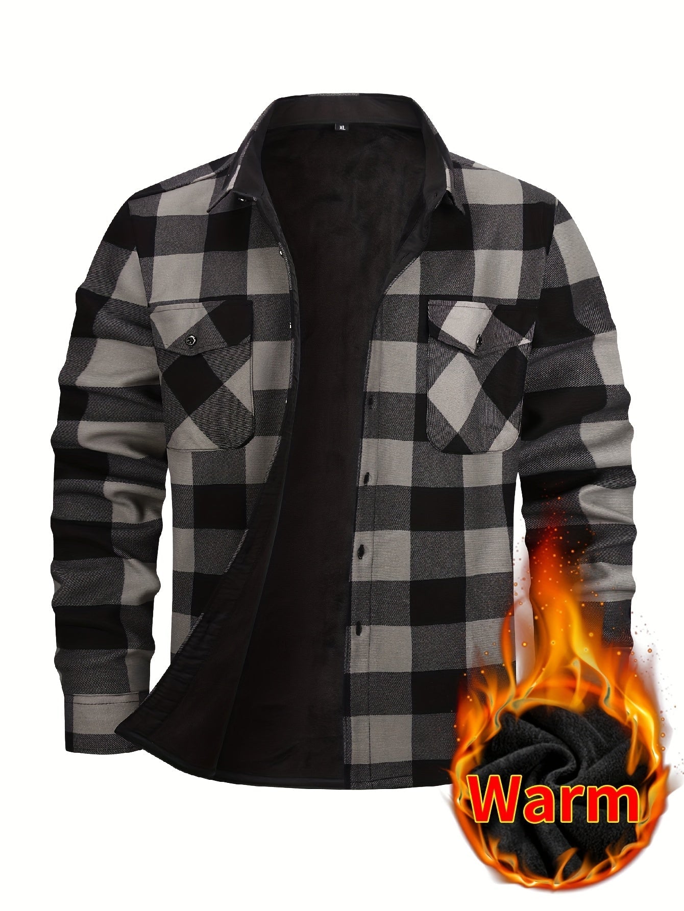 Men's Versatile Plaid Button-Front Jacket – Orange / Sea Blue – view 2