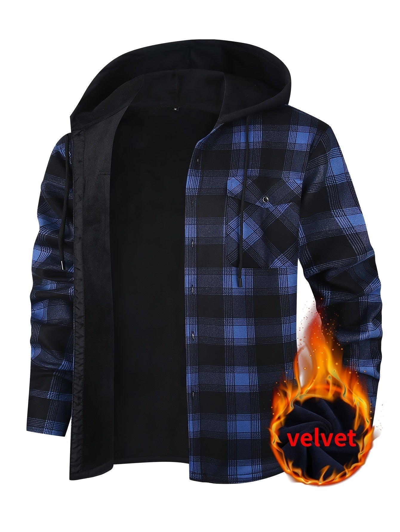 Men's Versatile Plaid Button-Front Jacket – tangerine / Dark Green Plaid – view 7