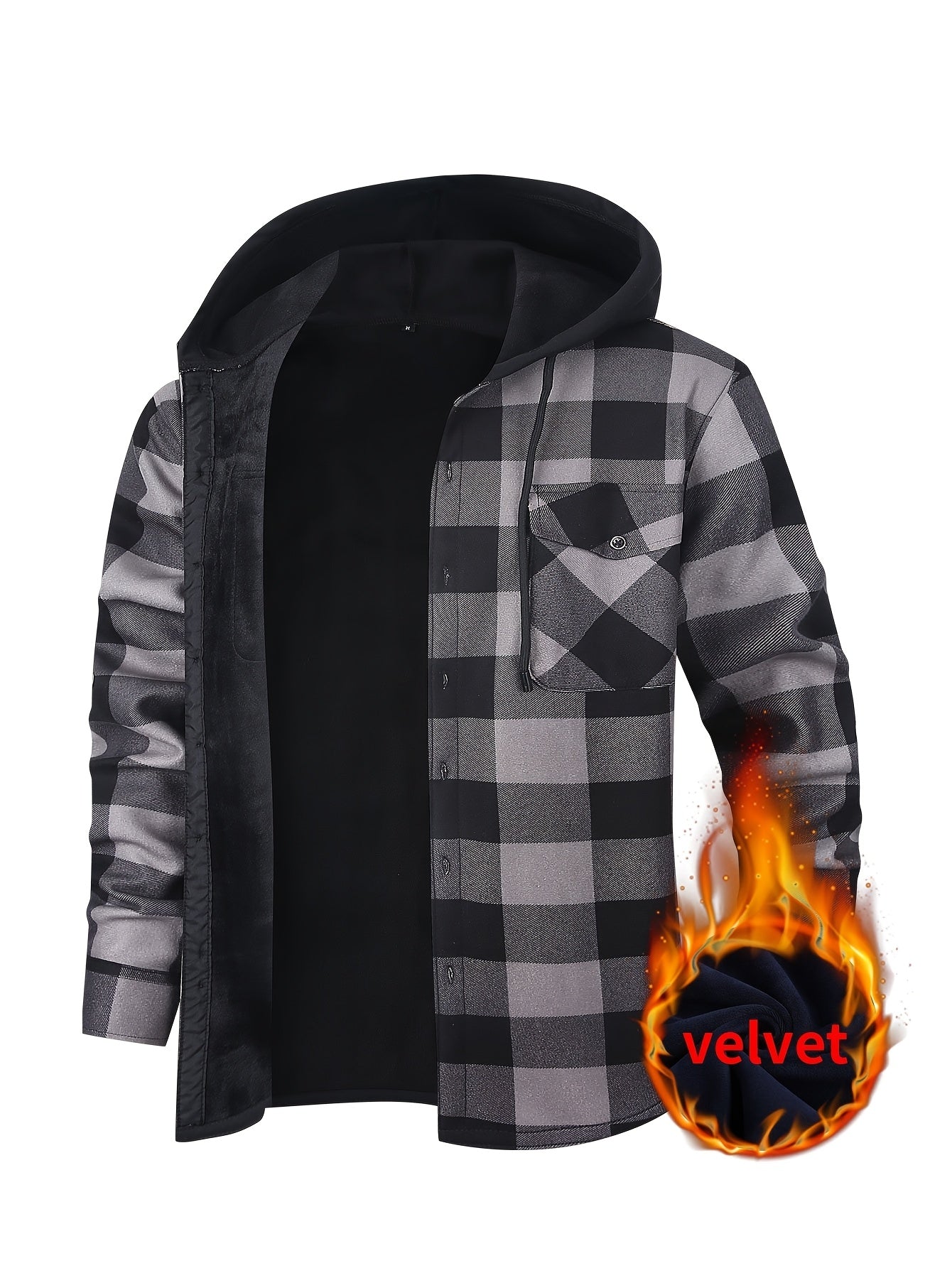 Men's Versatile Plaid Button-Front Jacket – tangerine / Dark Green Plaid – view 8