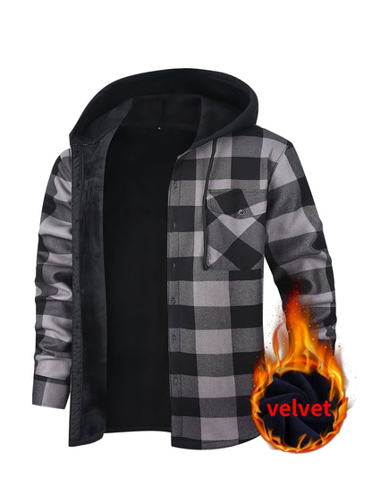 Men's Versatile Plaid Button-Front Jacket – tangerine / Dark Green Plaid – view 8