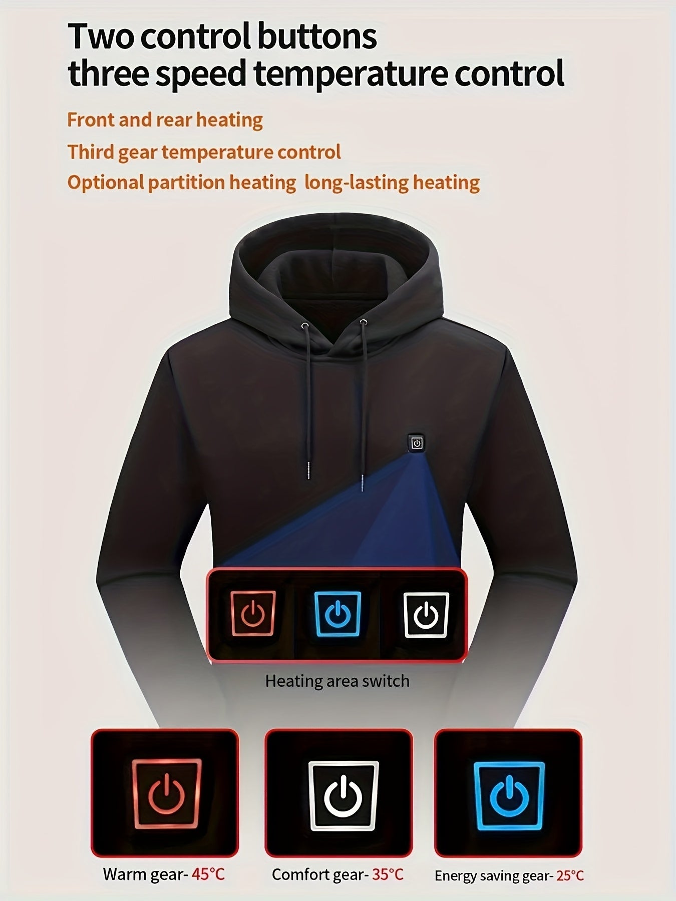 Men's Versatile Pullover Hoodie – Black – view 5