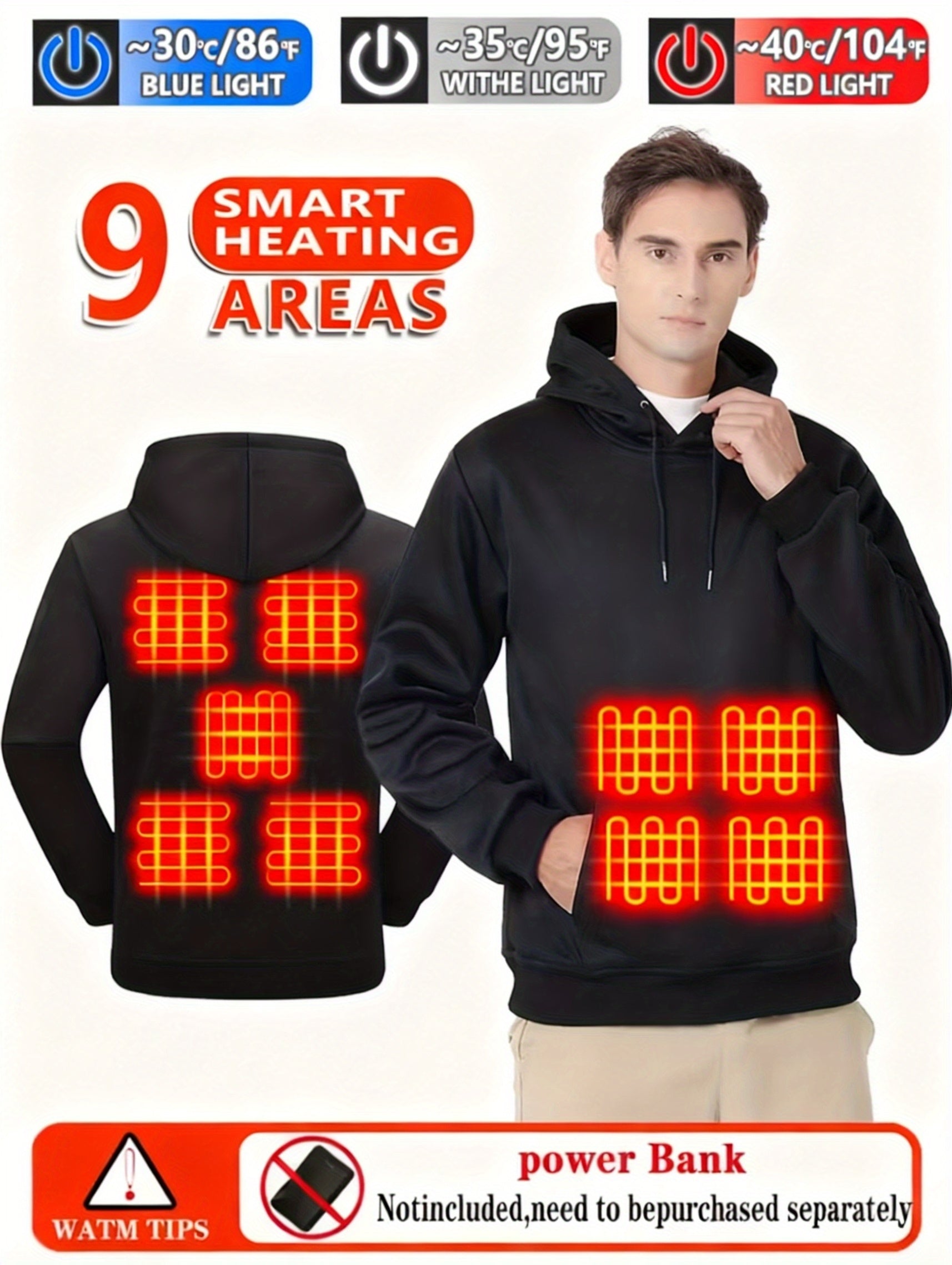 Men's Versatile Pullover Hoodie – Black – view 11