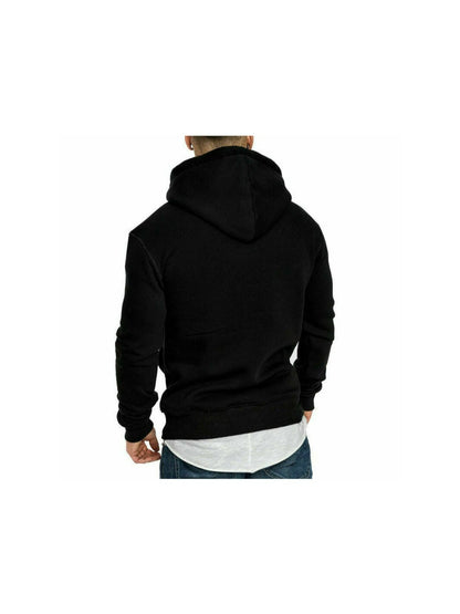 Men's Versatile Pullover Hoodie – Red / grey detail view