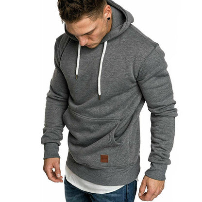Men's Versatile Pullover Hoodie – Red / grey detail view