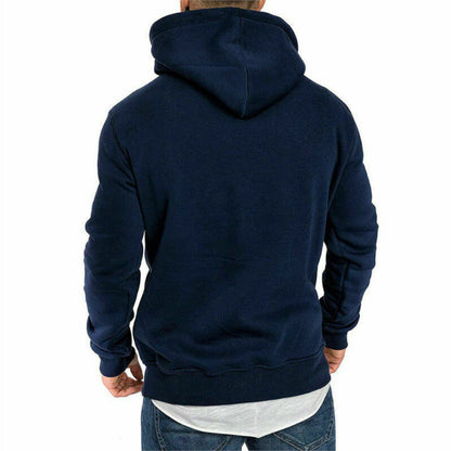 Men's Versatile Pullover Hoodie – Red / grey detail view