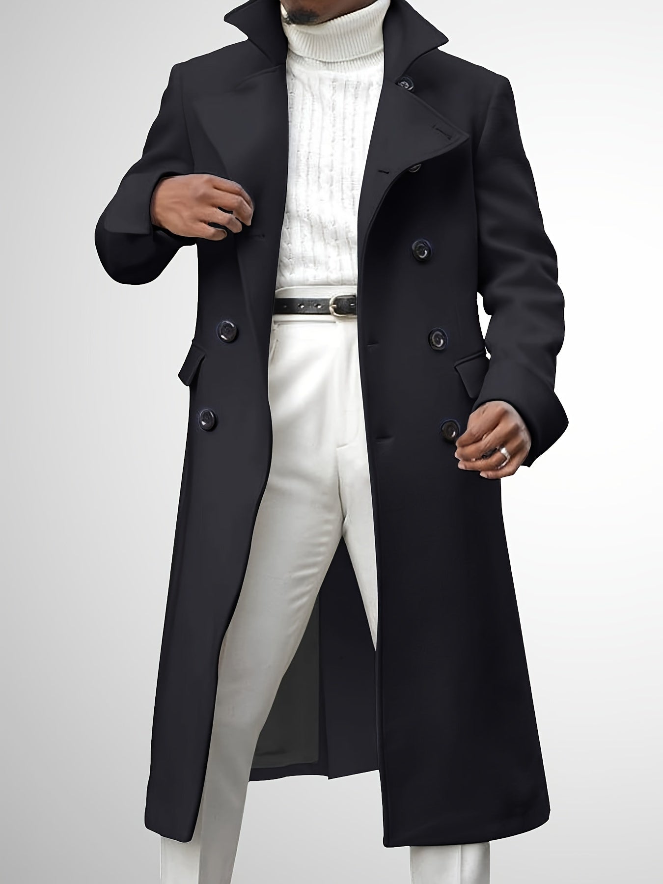 Men's Versatile Wool Blend Double-Breasted Coat – view 15