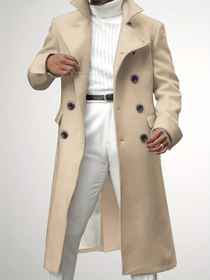 Men's Versatile Wool Blend Double-Breasted Coat – Black option – main product image