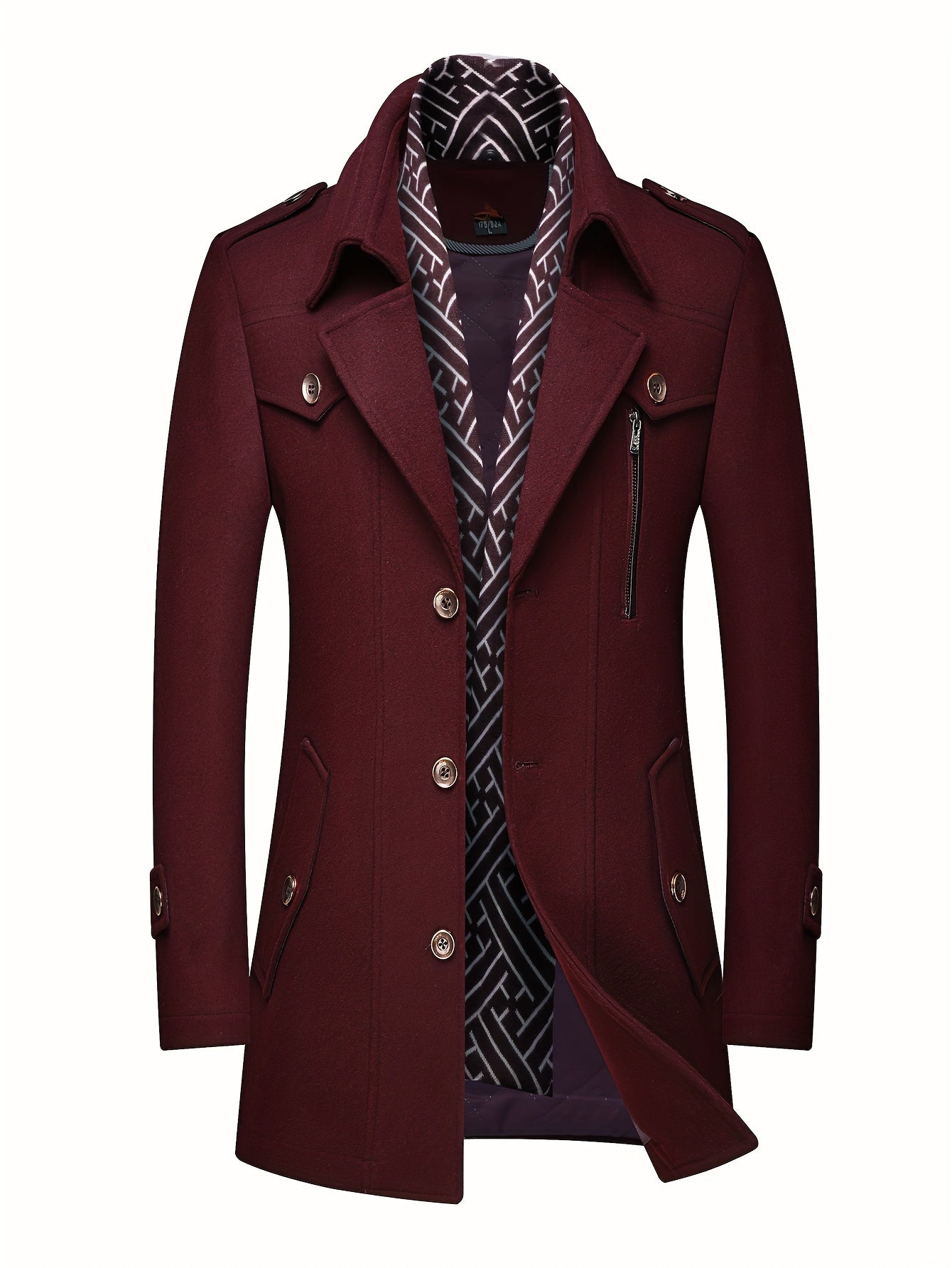 Men's Versatile Wool Blend Single-Breasted Coat – Black / Grey – view 3
