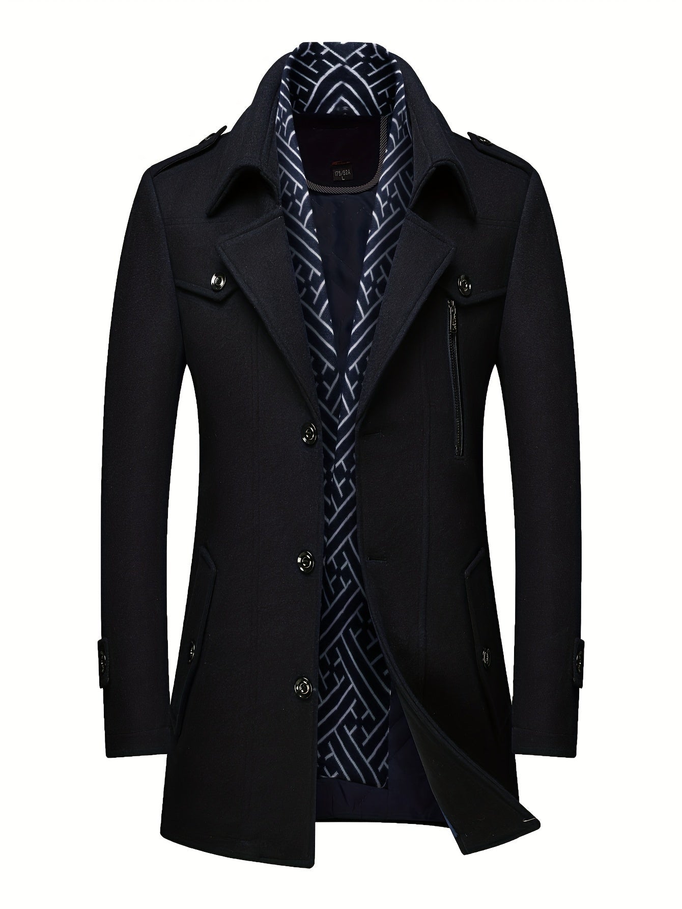 Men's Versatile Wool Blend Single-Breasted Coat – Black / Grey – view 8