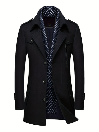 Men's Versatile Wool Blend Single-Breasted Coat – Black / Grey – view 8