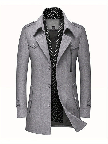 Men's Versatile Wool Blend Single-Breasted Coat – Black / Grey – view 9