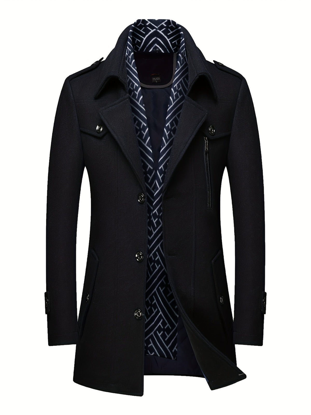 Men's Versatile Wool Blend Single-Breasted Coat – Black / Grey – Black option – view 6