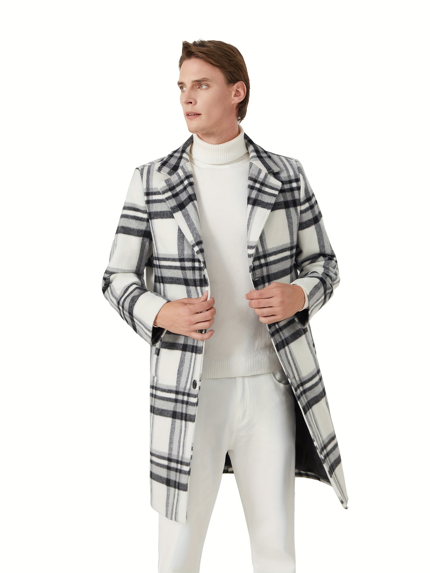 Men's Versatile Wool Blend Single-Breasted Coat – Dark Gray – view 2