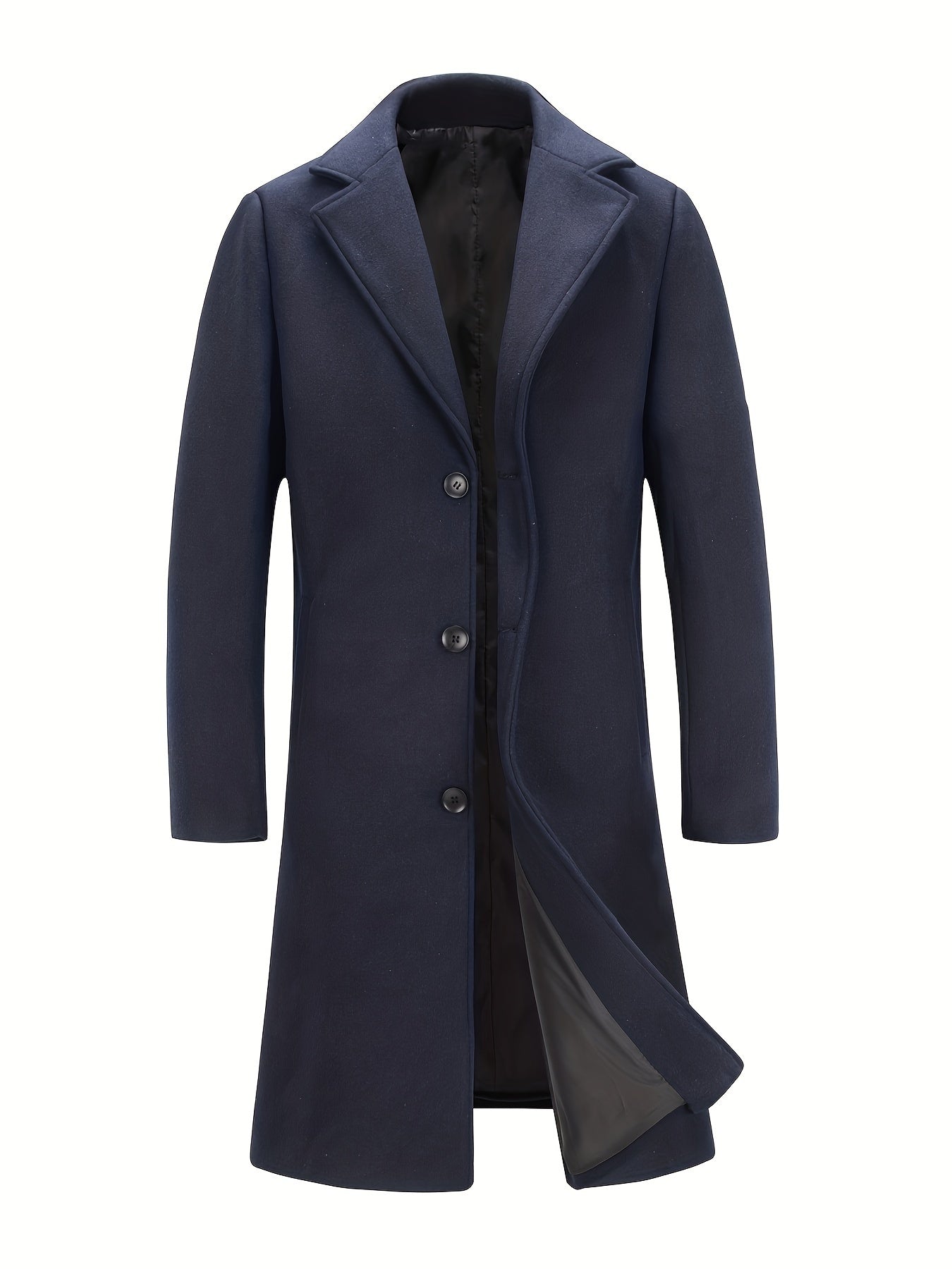 Men's Versatile Wool Blend Single-Breasted Coat – Dark Gray – view 3