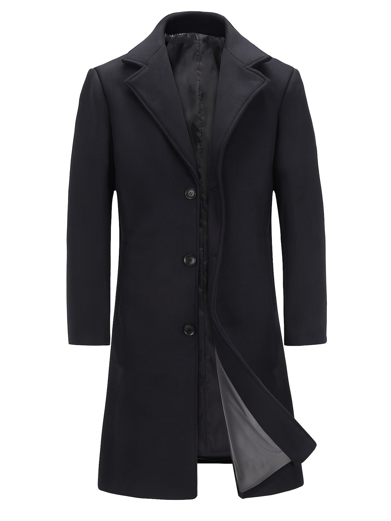 Men's Versatile Wool Blend Single-Breasted Coat – Dark Gray – view 4