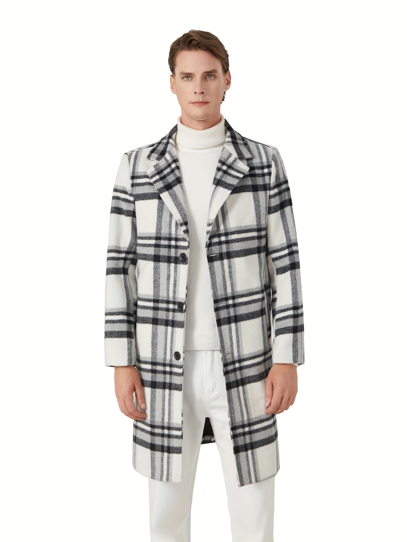 Men's Versatile Wool Blend Single-Breasted Coat – Dark Gray – view 5