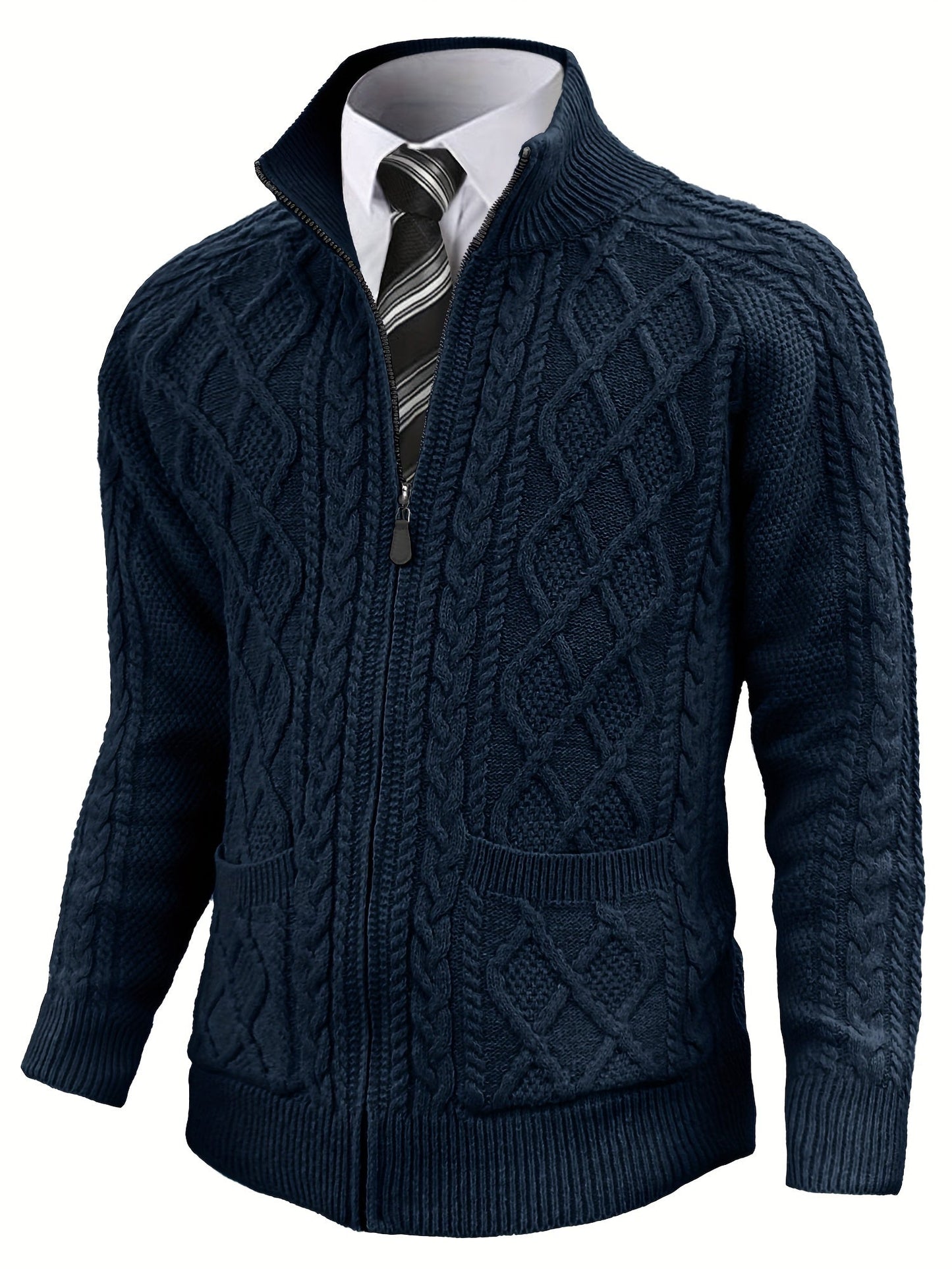 Men's Versatile Zip-Up Cardigan – fern green – main product image