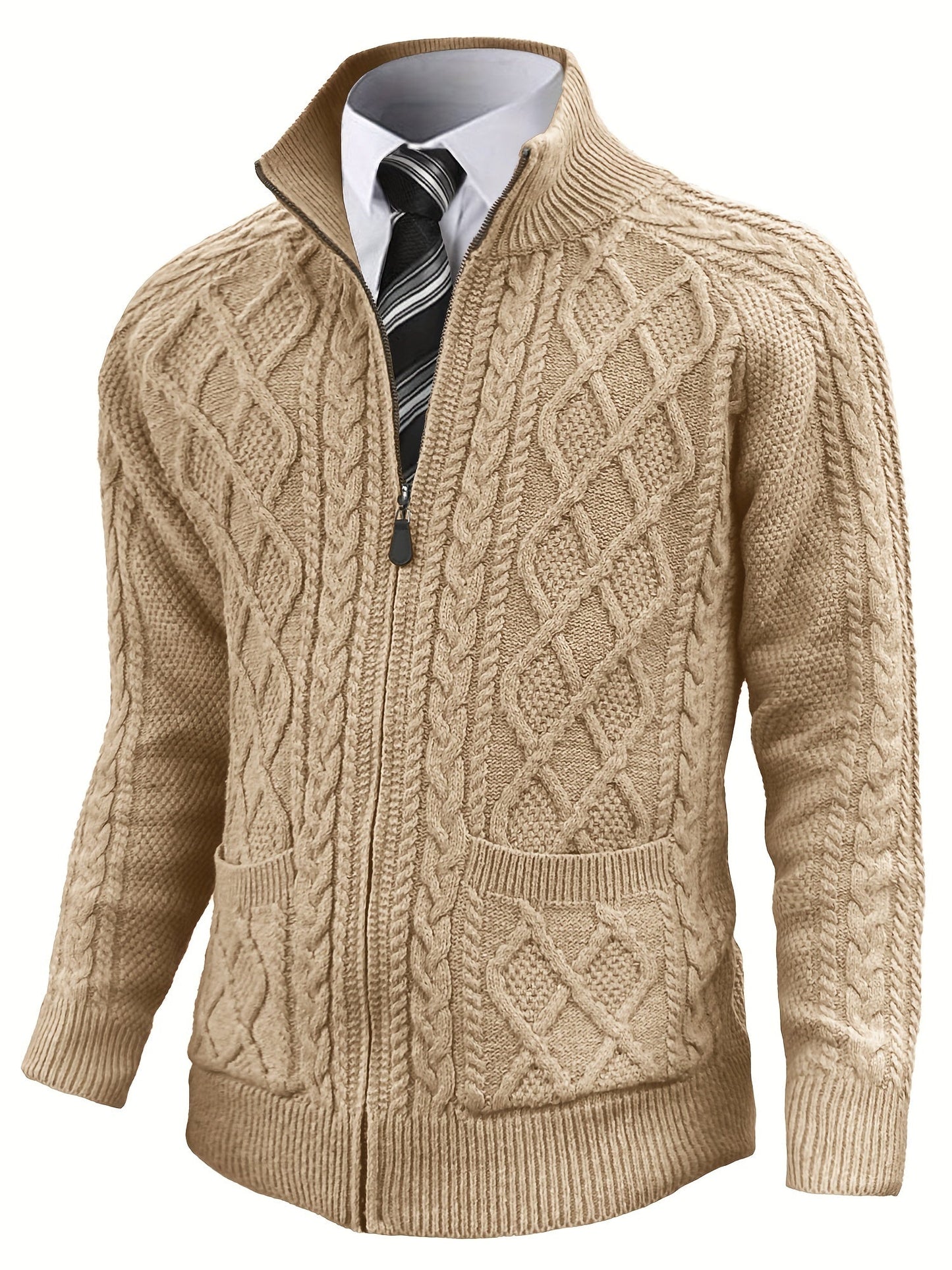 Men's Versatile Zip-Up Cardigan – fern green – view 2