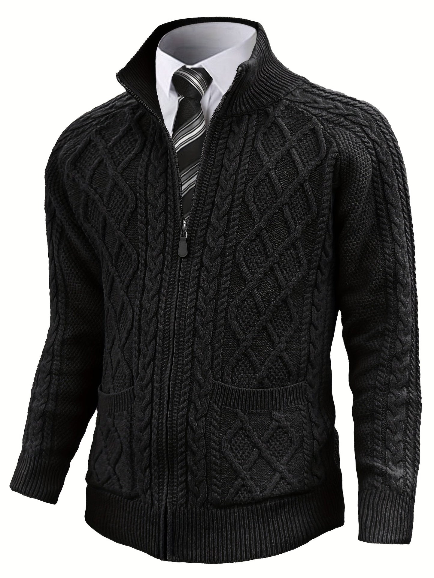 Men's Versatile Zip-Up Cardigan – fern green – view 3