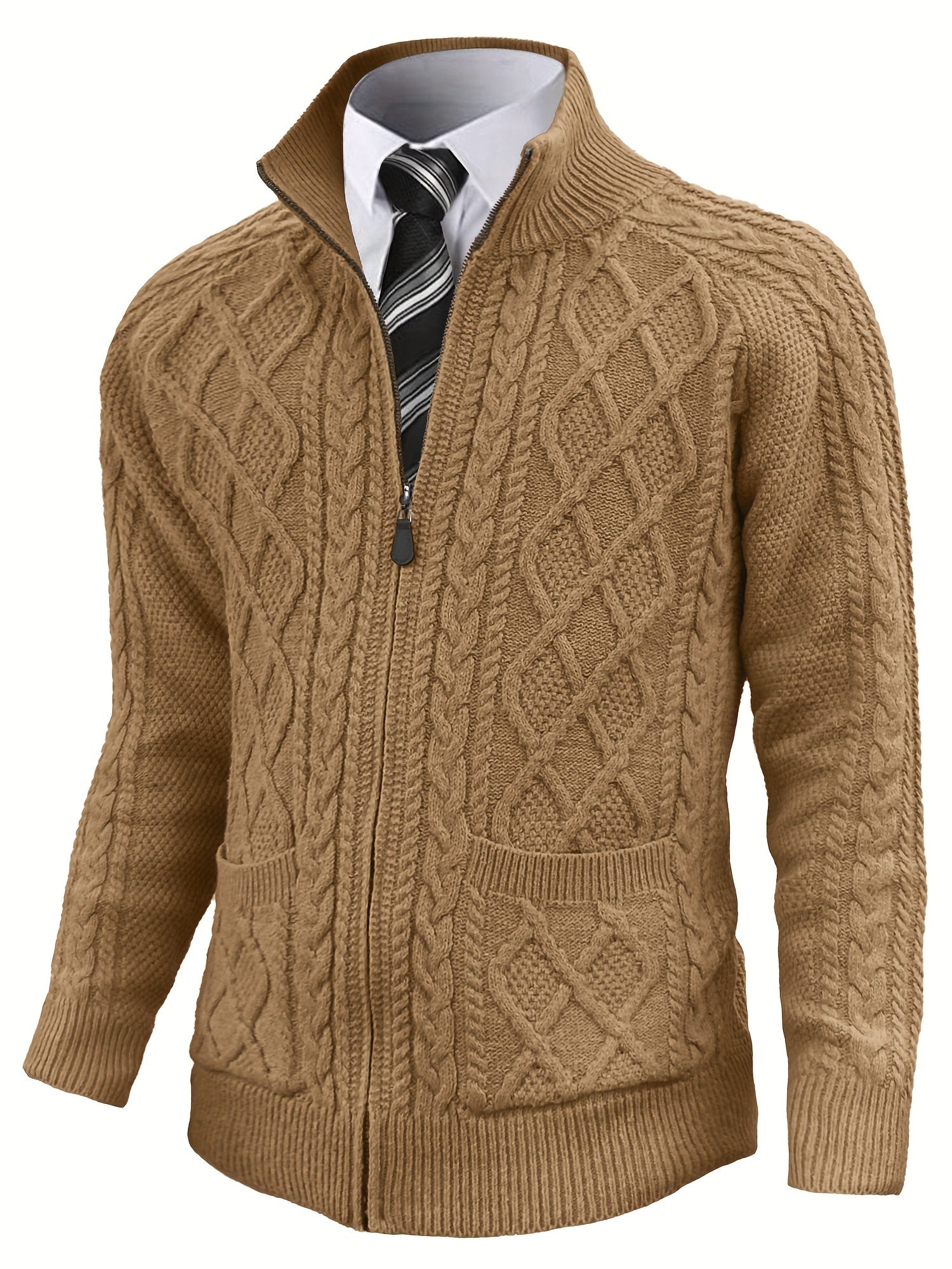 Men's Versatile Zip-Up Cardigan – fern green – view 4