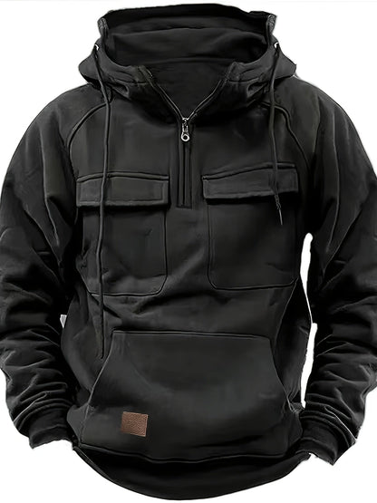 Men's Versatile Zip-Up Hoodie – Sizes 0XL–3XL – Black option – view 3